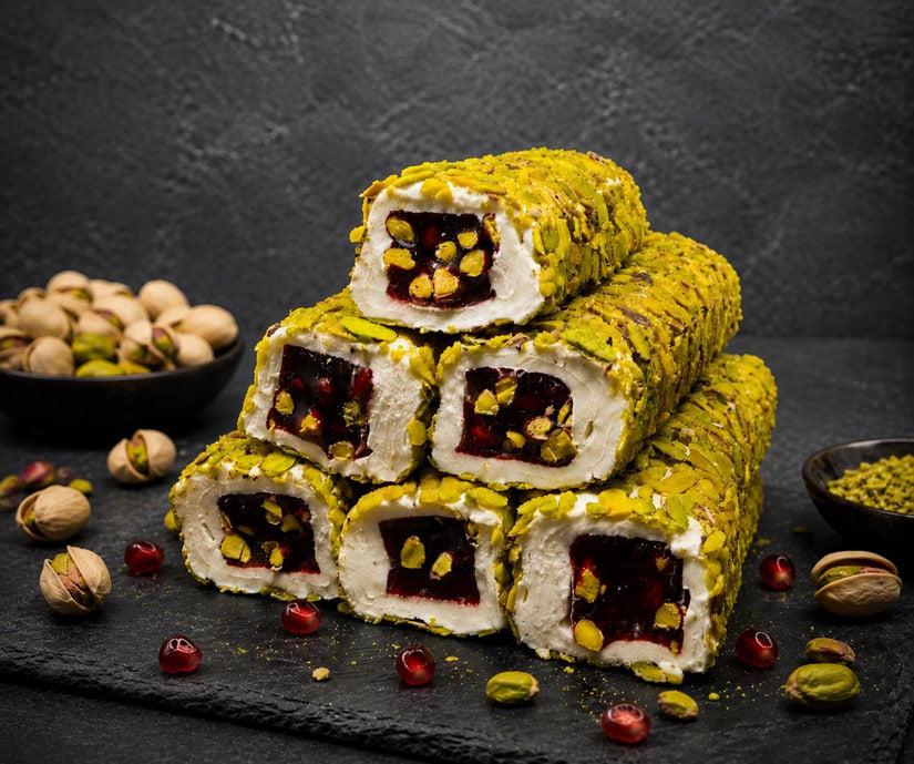 Lokum de granada con pistachos